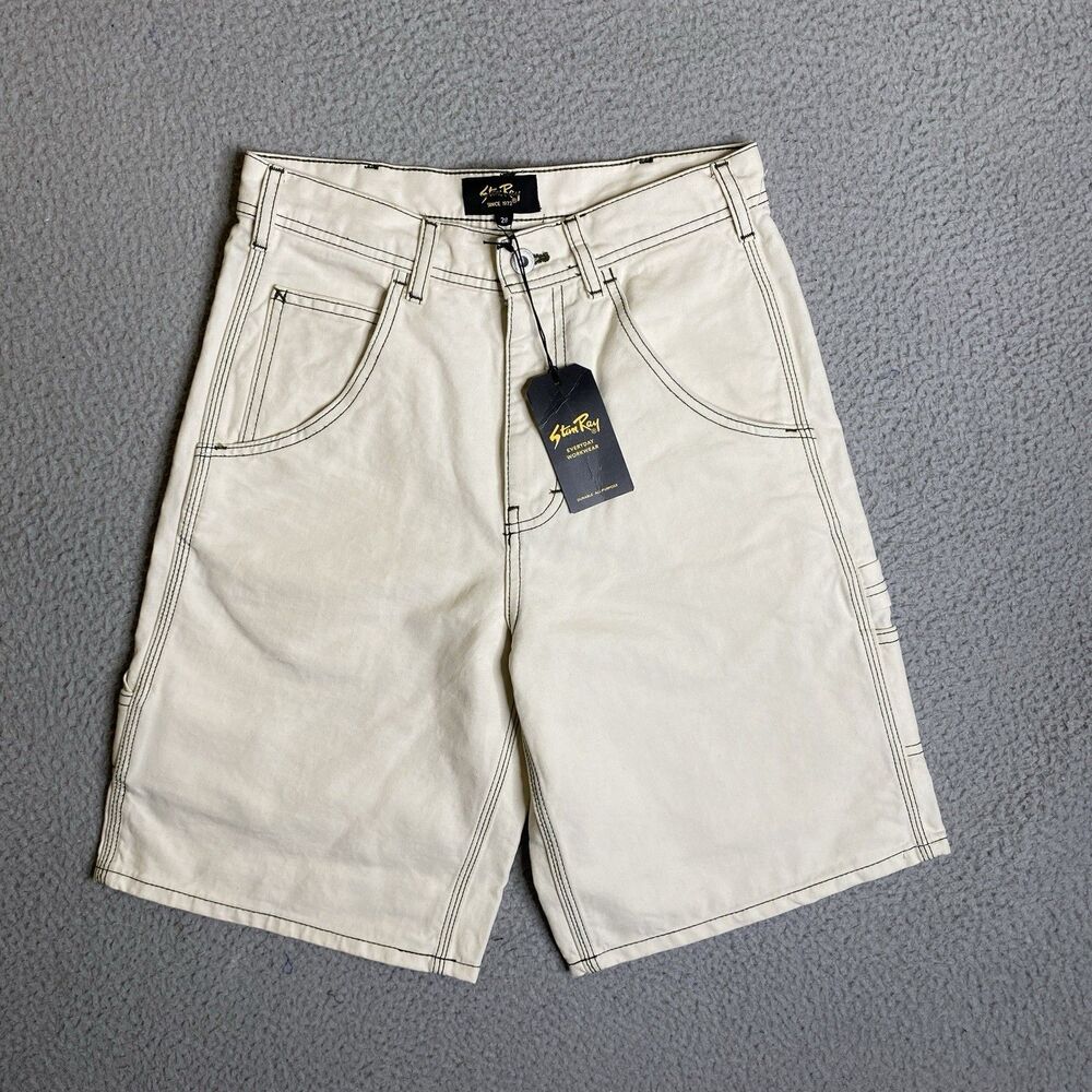Stan Ray Big Job Shorts Mens 28 x 10L Ivory Carpenter Cargo Work USA UO NWT